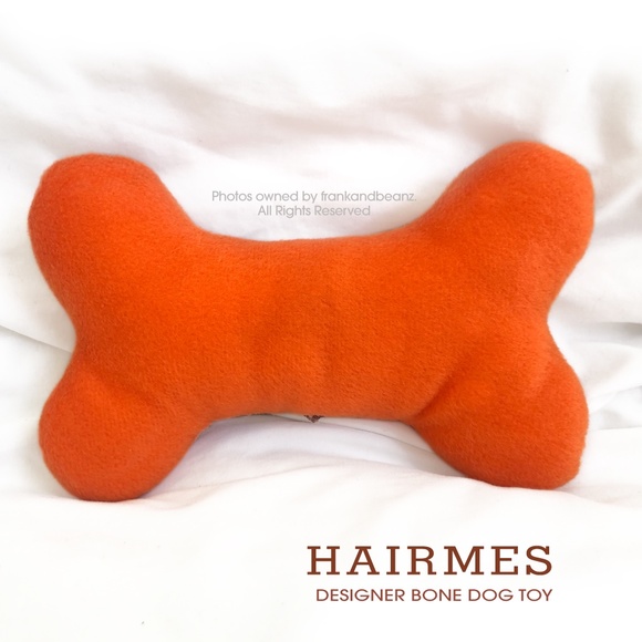 6" Small Hairmes Designer Bone Dog Toy Plush Squeaky - Picture 2 of 3